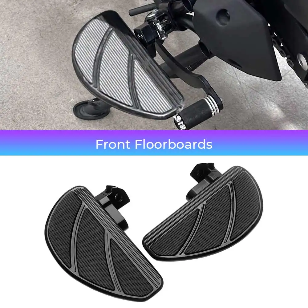 1 Pair Anti-slip Front Driver Footrest Motorcycle Wide Footboard For Kawasaki Eliminator 500 ABS SE 2024-2026 Aluminum & Rubber