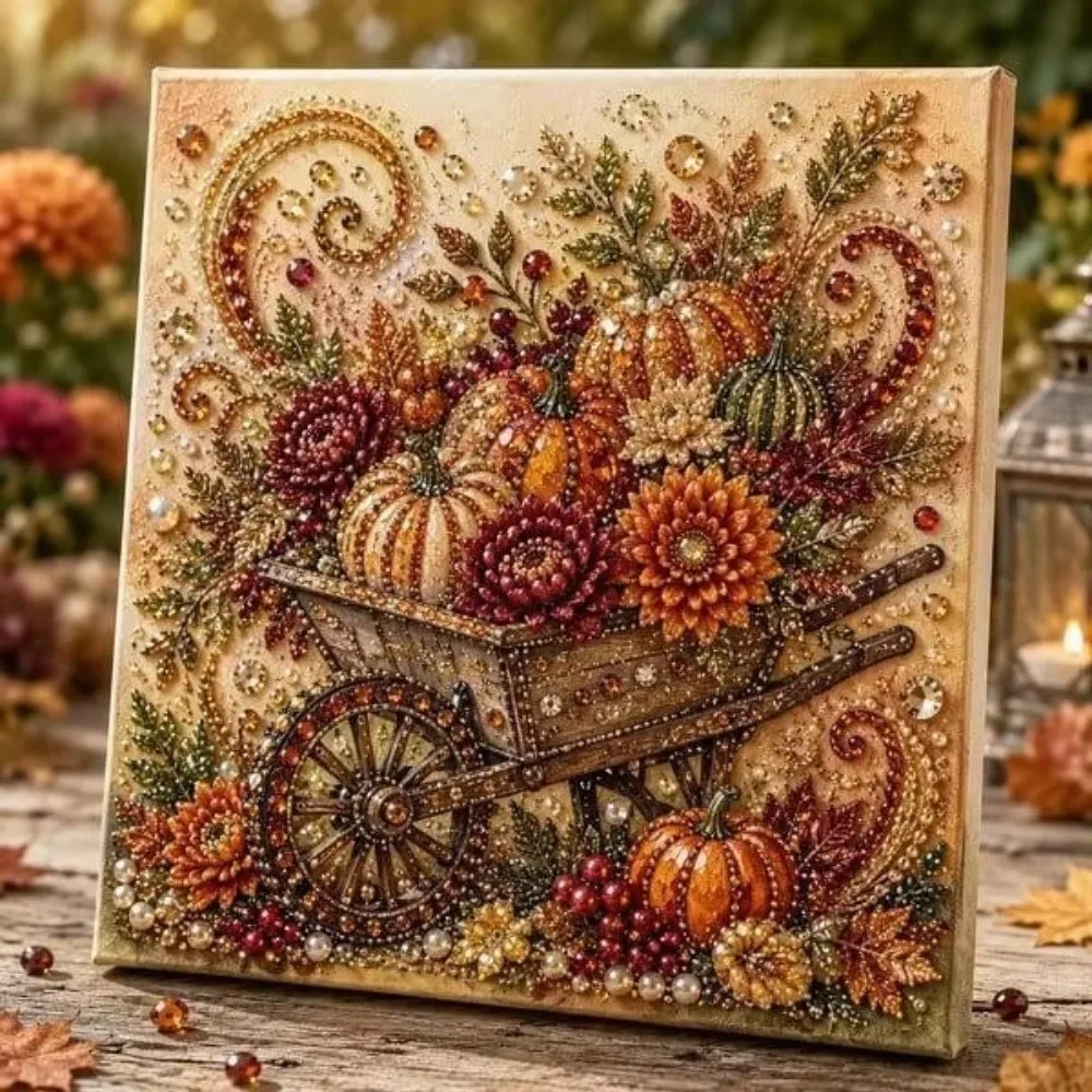 Sparkling Pearl Painting Kit Autumn Theme Handmade Diamond Art Kit Fall Harvest Creative DIY Pearl Art Kit Thanksgiving Gift