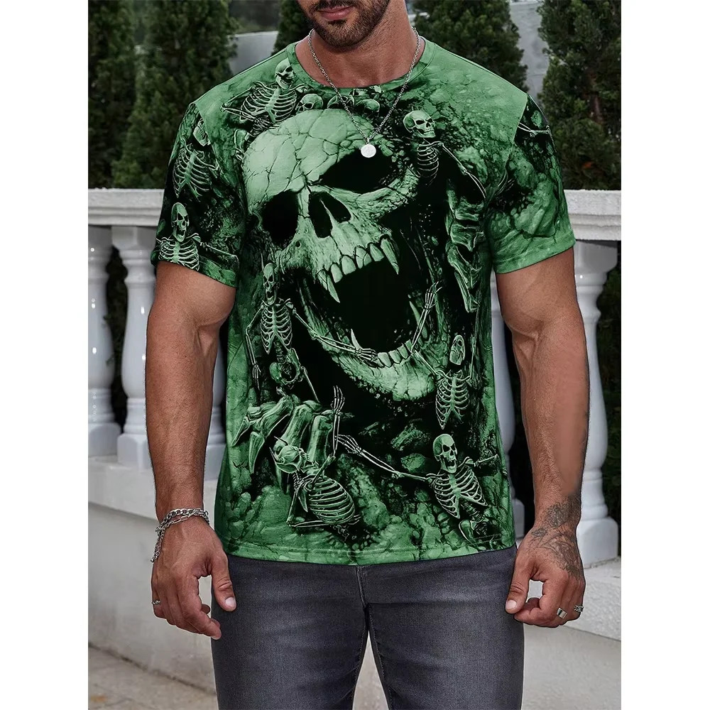 Summer Horror Skull 3D Printed T-Shirts Men Women Fashion Streetwear Oversized Short Sleeve T Shirt Kids Tees Tops Man Clothing