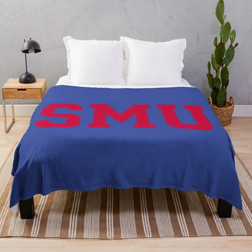 SMU Mustangs Athletics Throw Blanket Cute Plaid Personalized Gift Flannel Luxury Throw Blankets