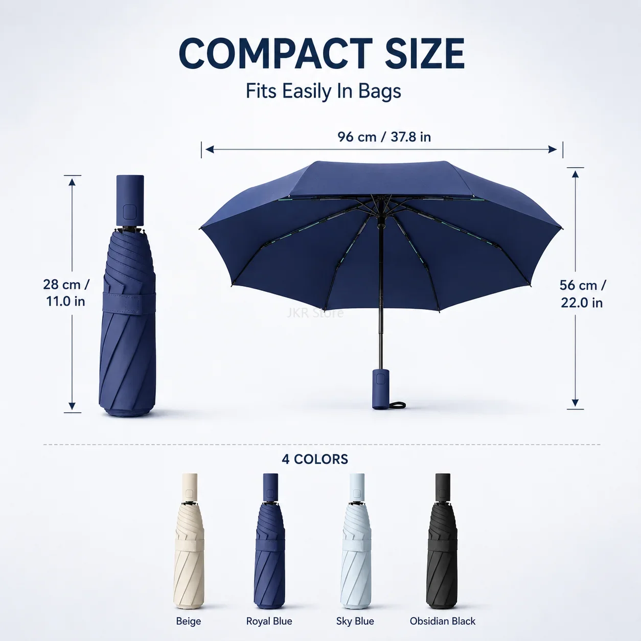 Auto Open Close Folding Umbrella, Fiberglass Frame Windproof Rain Umbrella with Ergonomic Handle for Men Women - view 6