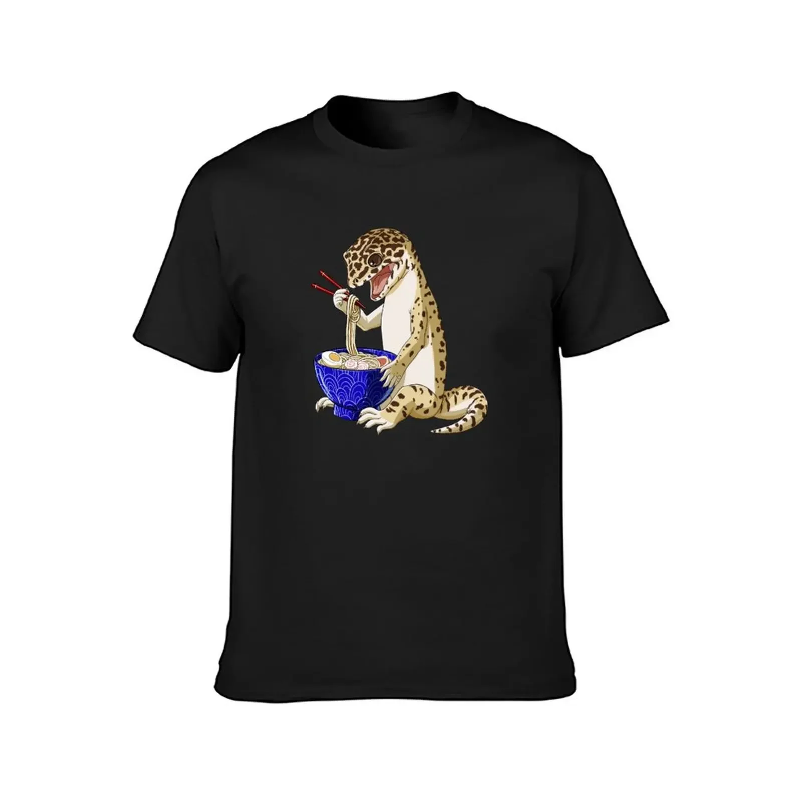 Leopard Gecko eats Japanese Ramen Noodles T-Shirt custom shirt cute clothes oversized mens plain t shirts