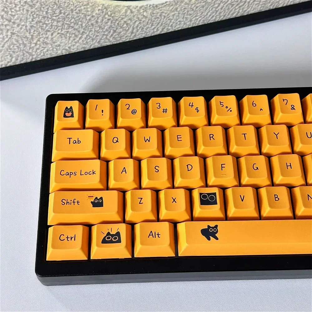 Little Black Cat Cherry Keycap PBT Personalizado 126 teclas para 60/64/84/98/108 Teclado mecânico para jogos MX Switch