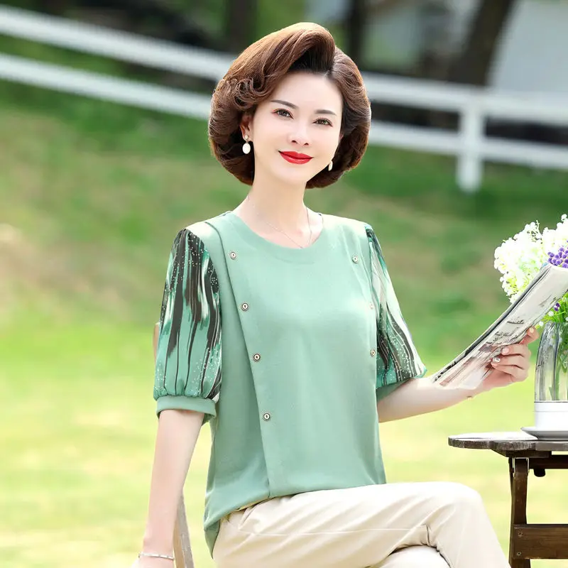 Temperamentowa koszula dla mamy z rękawami w nowym, cienkim stylu