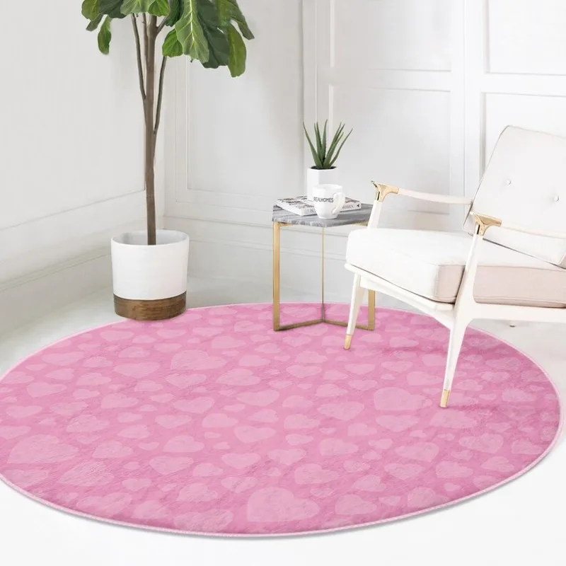 Romantic Heart-Shaped Round Rug – Non-Slip Love-Themed Floor Mat for Valentine’s Day Decor & February Gift
