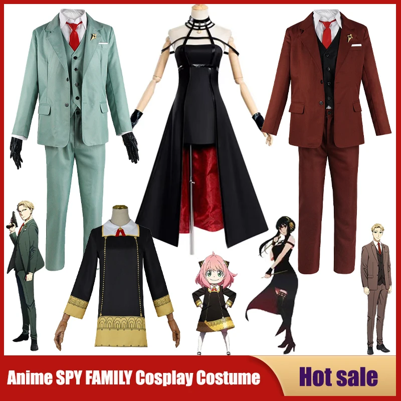 

Anime Spy X Family Cosplay Costume Yor Forger Sexy Dress Loid Forger Light Green Suit Anya Kawaii Outfit Carnival Party Wig COS