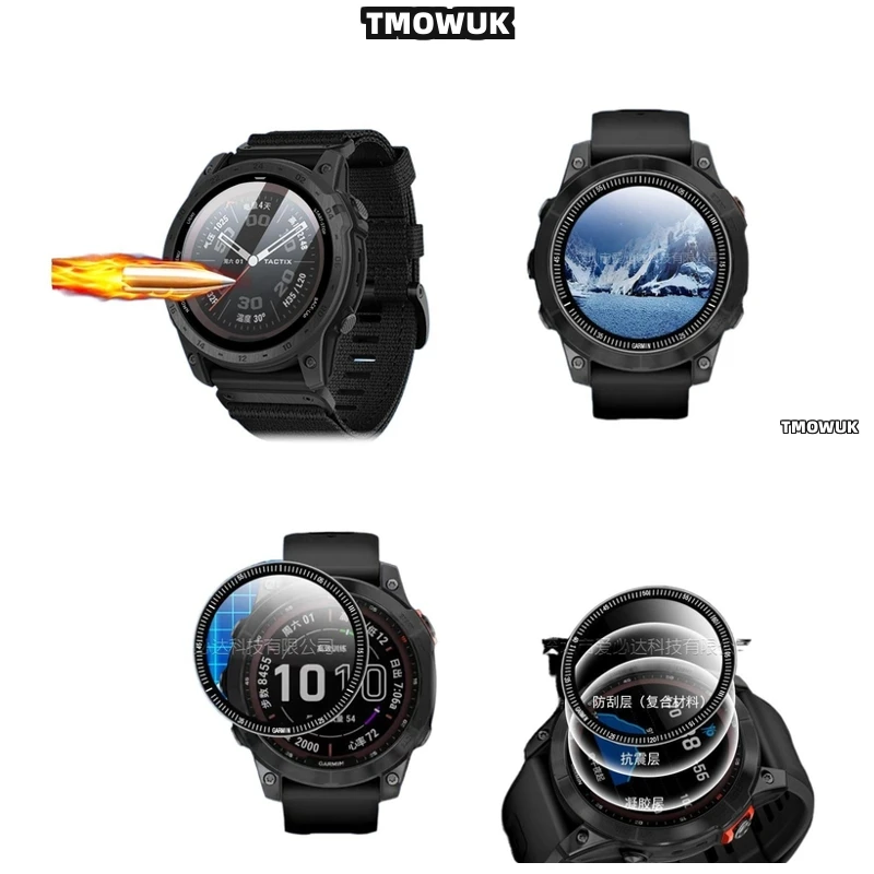 

For Garmin Fenix 6 7 8 7X 6X 7S 47mm 51mm Screen Film Anti - Scratch Full Cover 3D Curved Flexible