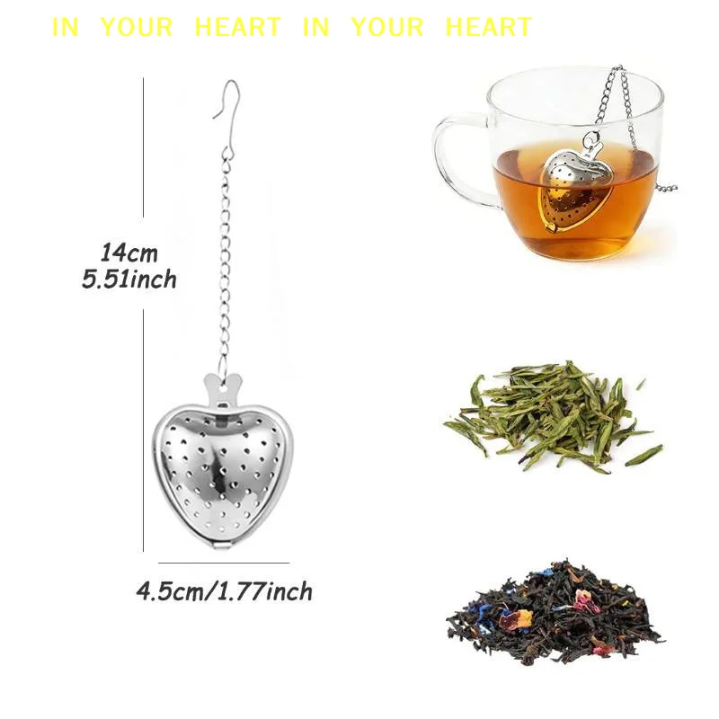 【X】Stainless Steel Reusable Fine Mesh Tea Strainer Heart Shaped Infuser for Home Office Travel Tea Making Use