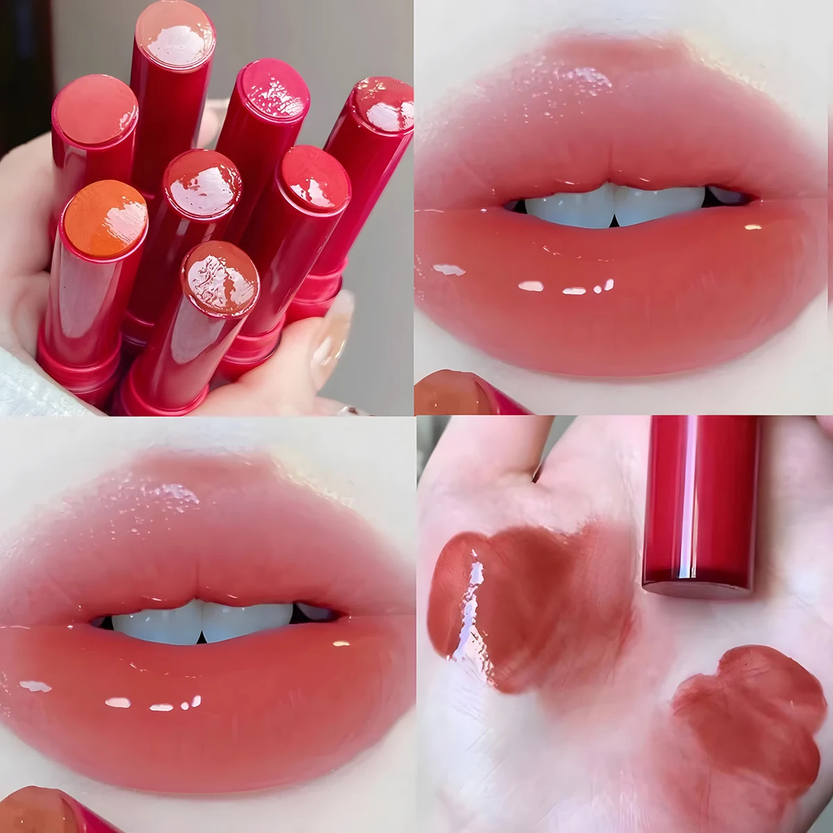 1 STKS 8 Kleuren Jelly Lippenstift Hydraterende Spiegel Water Licht Effen Lipgloss Glas Thee Rood Bruin Lip Glazuur Tint Make-up Cosmetica