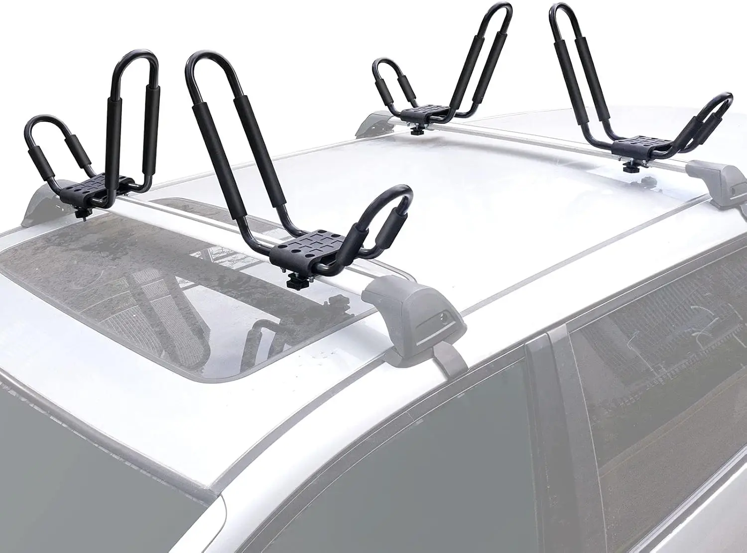 

2 Pairs Kayak Rack Canoe Car Racks Set Roof Carrier with 4 Straps for Suif Board,Kayak,Canoe, Kayak cover Kayak rail mount