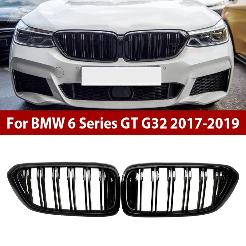 

Для BMW 6 серии GT G32 2017-2019 глянцевый черный автомобильный передний решетка с двойной линией, спортивная решетка, автоаксессуары