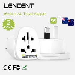 LENCENT 2 PCS World to AU Travel Adapter Overload Protection Convert World Plug to AU Grounded Plug Wall Socket for Travel/Home