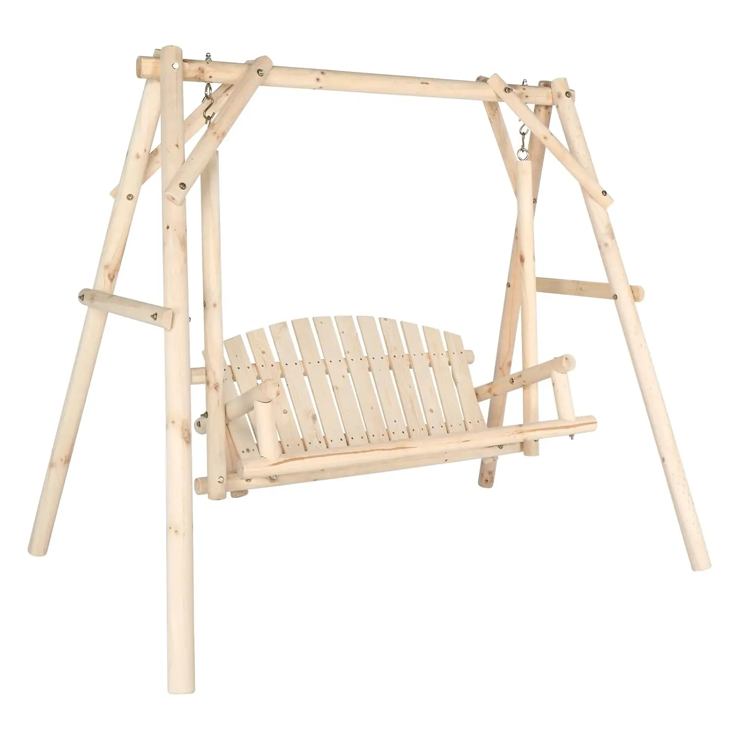 ty-880LBS Wooden Patio Porch Swing A-Frame Stand Bench Outside Yard Garden 60in Natural, Custom-