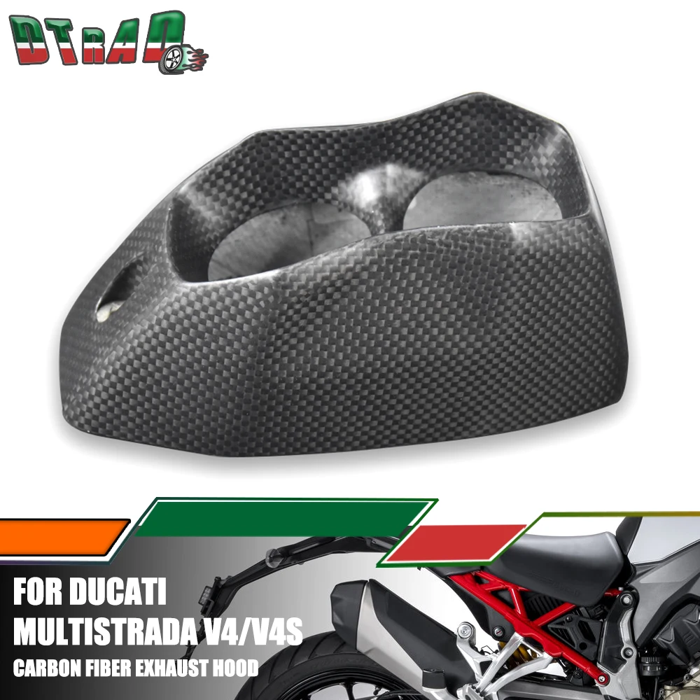 For DUCATI Multistrada V4 V4S Sport/Rally 2021-2023 2024 Carbon Fiber Exhaust Hood Cover Tail Fairing Kit Motorcycle Modified