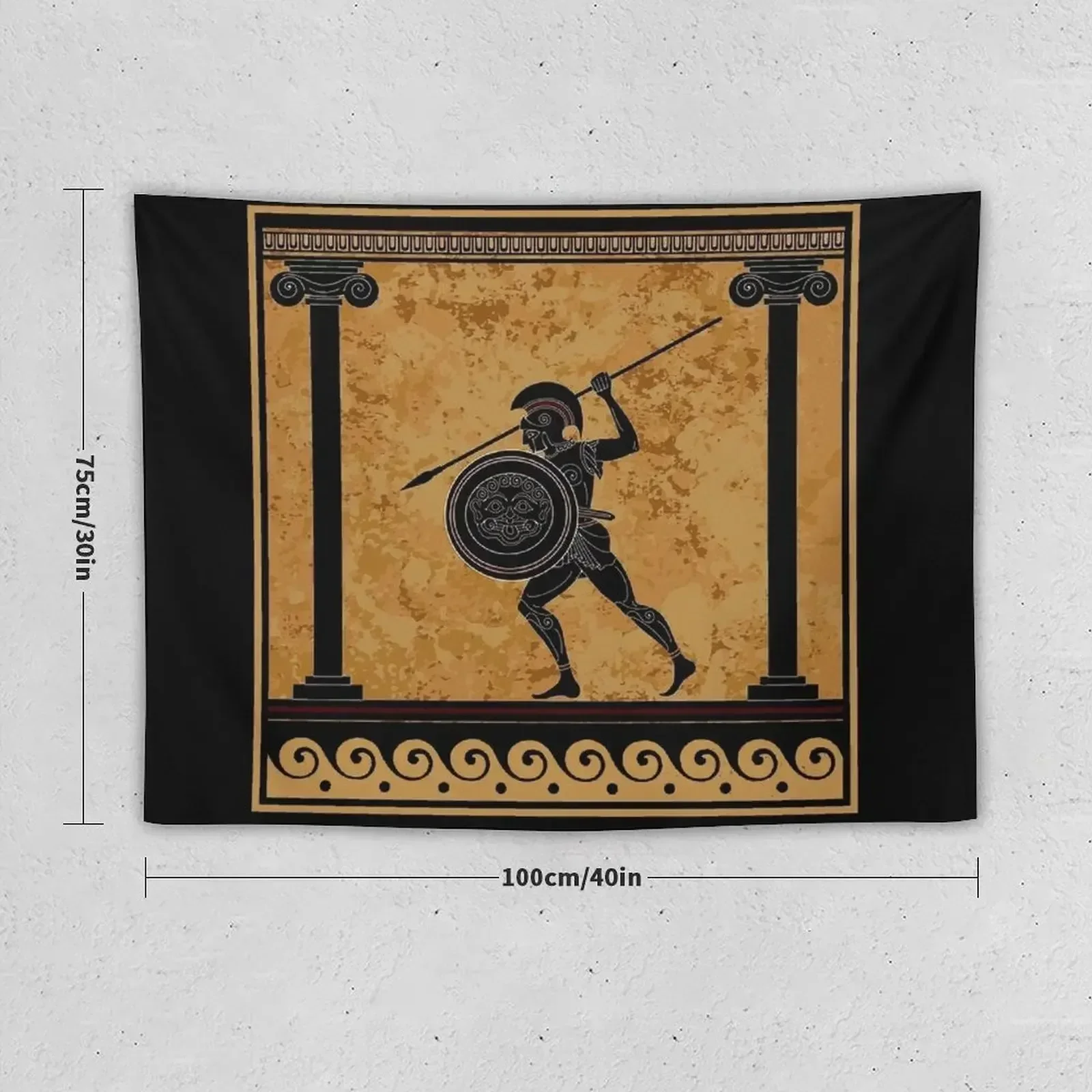 GREEK : Ancient 470 B.C. Frieze of a Soldier Print Tapestry Wall Decor Hanging Bedroom Deco Aesthetic Room Decors Tapestry