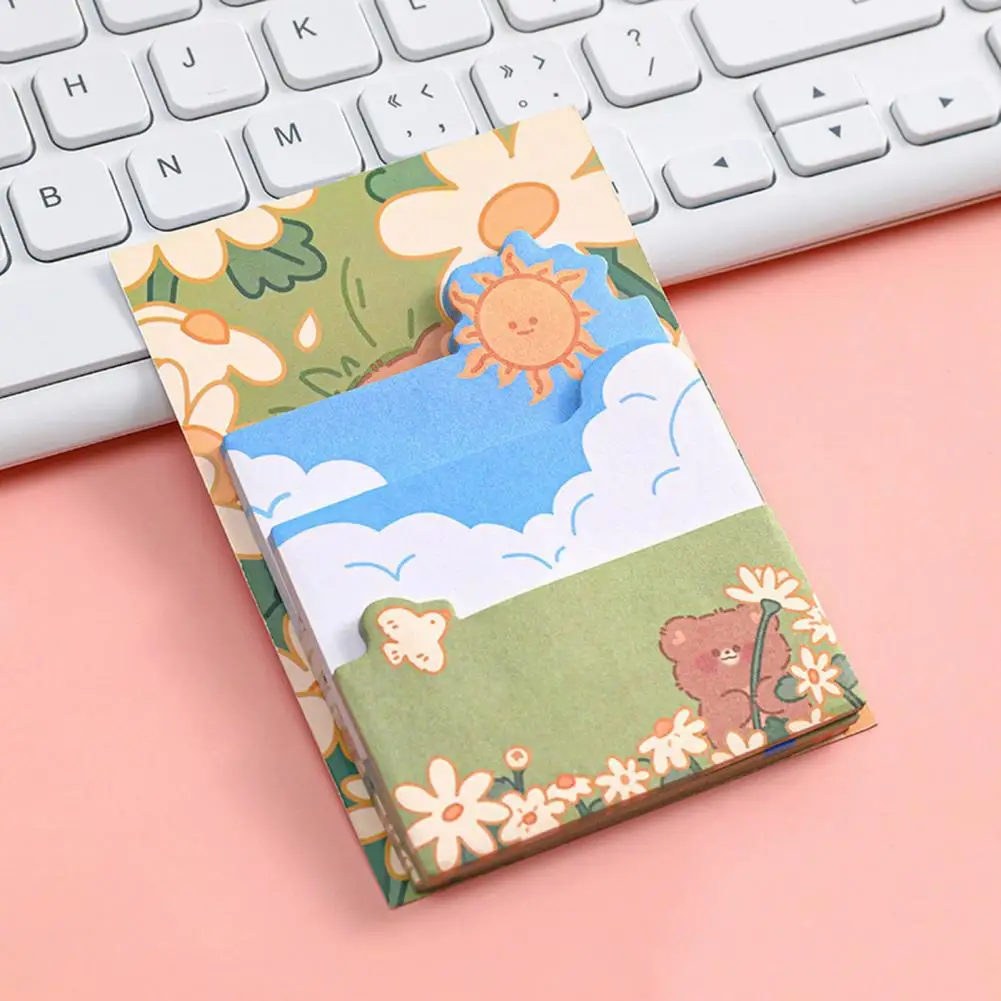 3Pcs Cute Notes Paper Paper Memo Pads Self-adhesive Cartoon Stacking Sticky Notes  Leave A Message