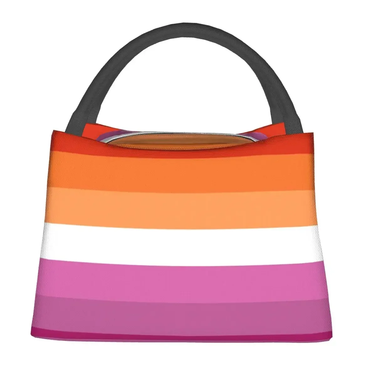 Orange - Magenta Lines Lesbian Pride Flag Butch Femme Pride Flag Lunch Bags Insulated Bento Box Picnic Bags Cooler Thermal Bag