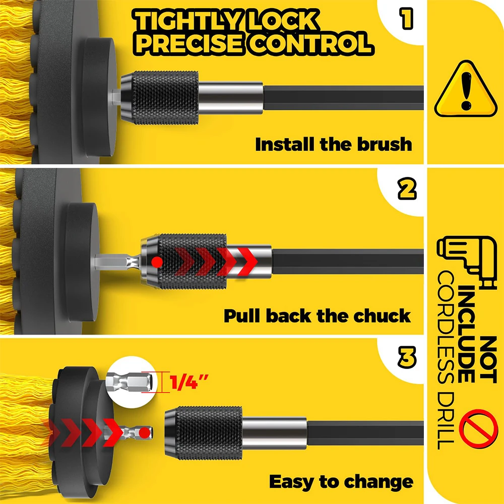 15 Pcs Drill Brush Attachments Set Power Scrubber Brush with Extend Long Attachment Crevice Cleaning Brush Scrub Brush Bathroom