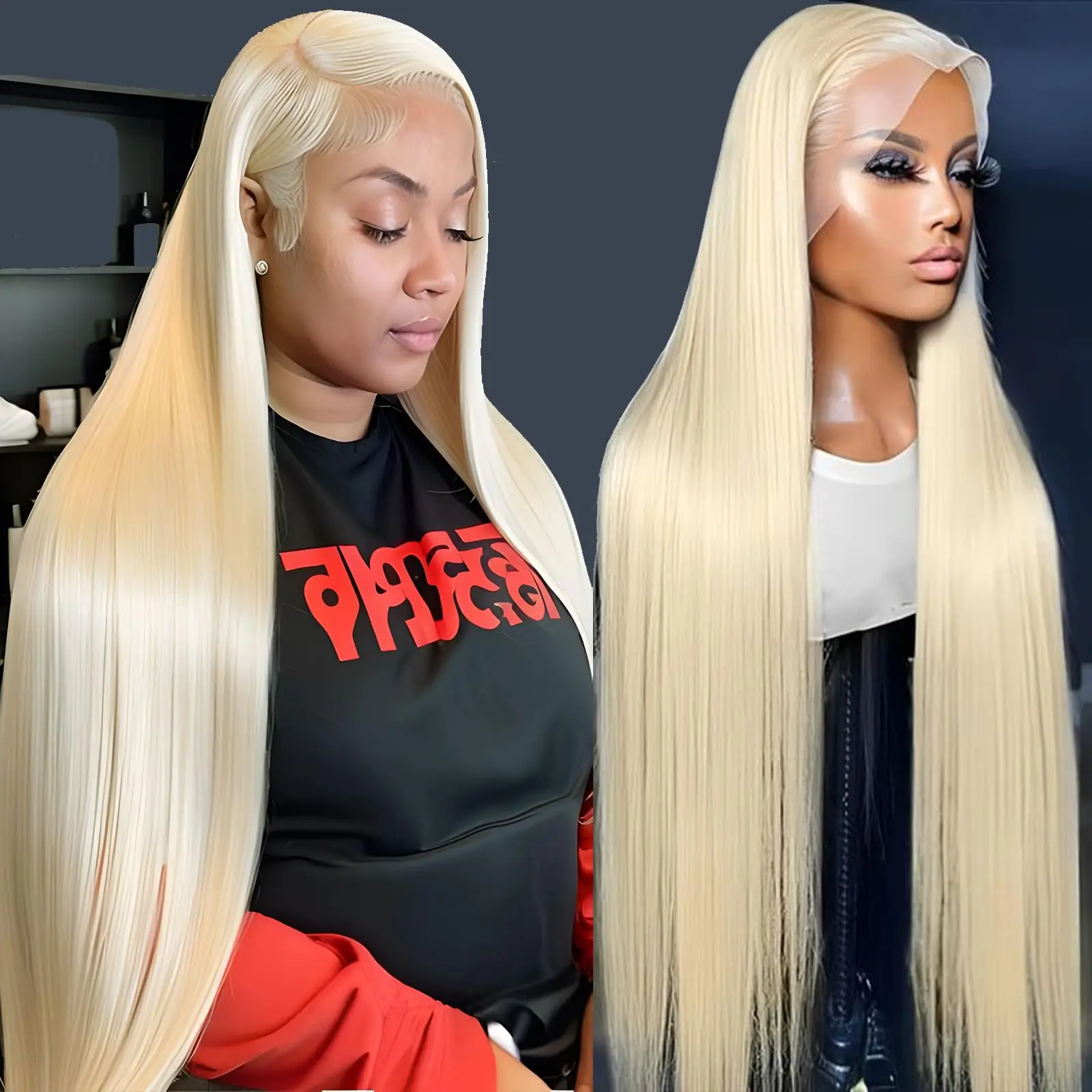 

613 Blonde Bone Straight Human Hair Wig 220 Density 30 Inch HD Transparent 13x6 Lace Frontal Wig Brazilian Hair Wigs For Women