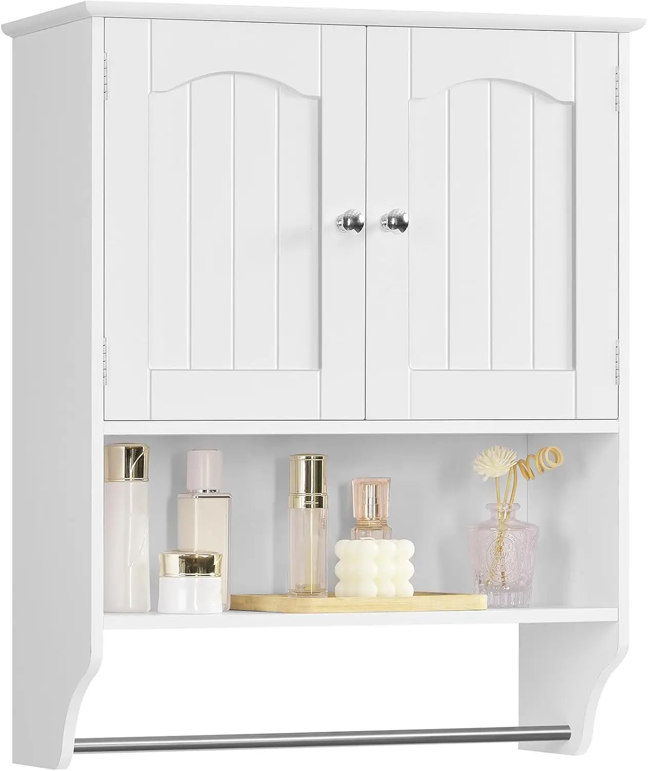 

Bathroom Cabinet Wall Mounted with Towel Rack & Adjustable Shelf, Over The Toilet Storage Cabinet, Medicine Cabinet for Bath