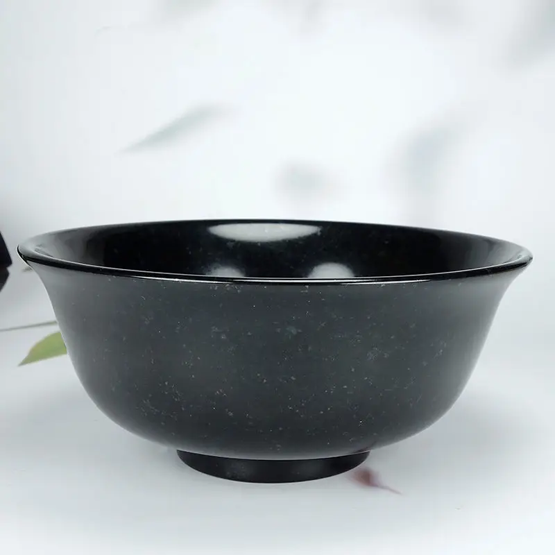 

12cm Natural Stone Bowl For Food Healthy Tableware Chinese Tibetan Medicine King Stone Magnetic Jade Rice Bowl