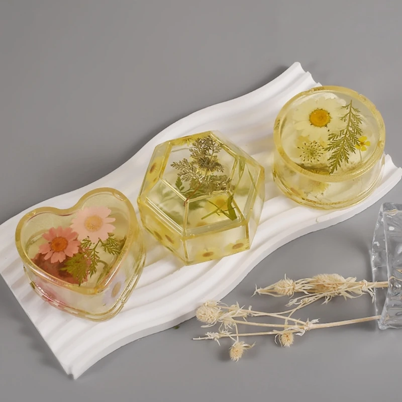 DIY Crystal Epoxy Resin Jar Mold Storage Box Lid Silicone Mould for DIY Jewelry Making Candy Box Container Casting Tool
