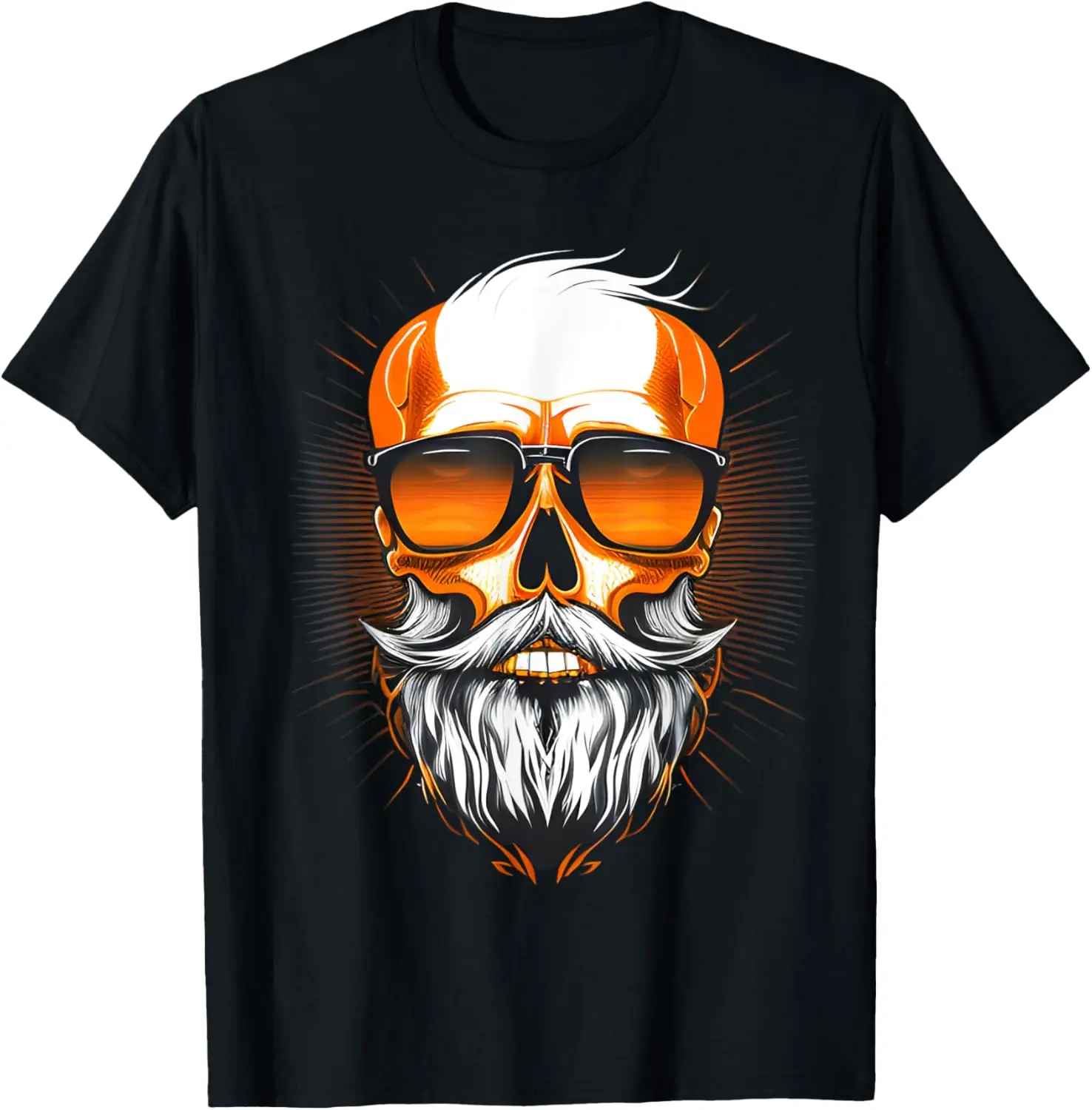 Vintage Rebel: Cool Old Man Skull with Beard Men Women T-Shirt