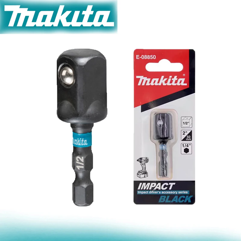 Makita E-08850 50MM Impact Black Socket Adaptor Hex Shank 1/4'' High Torque Driver-Drills Tool Attachments