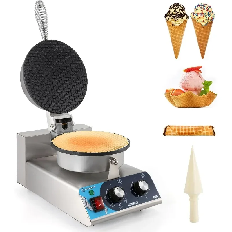 

IRONWALLS Commercial Electric Ice Cream Cone Maker Machine, 1200W 110V Waffle Cone Maker Stainless Steel