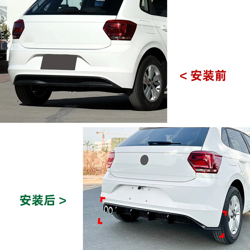

For Volkswagen Polo MK6 2019 + Gloss Black rear bumper rear lip exterior modification Diffuser spoiler