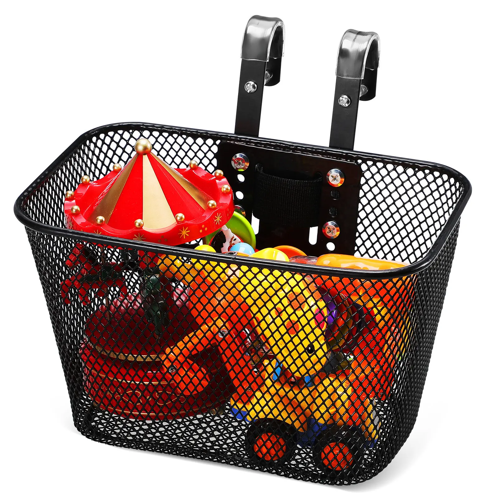 

1Set Universal Front Bike Basket Black Iron Mesh Detachable Cycling Storage Carrier Quick Install Front Handlebar Cargo Rack