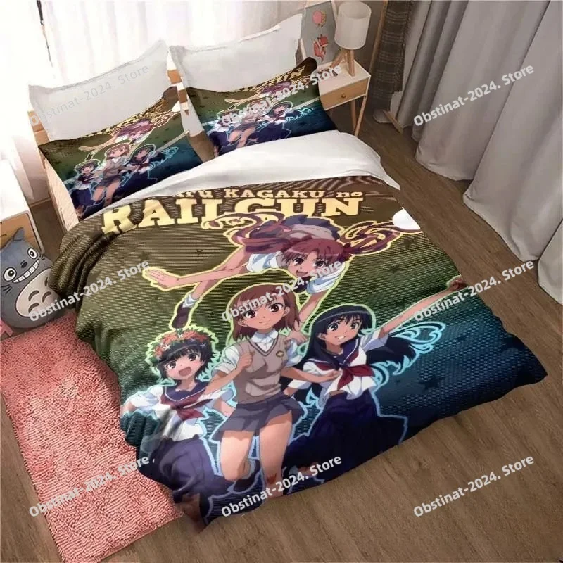 

3D Print A Certain Scientific Railgun Sheets Bedding Set Duvet Cover Sheet Pillowcase Bed Soft Quilt Cover Full Queen King Size