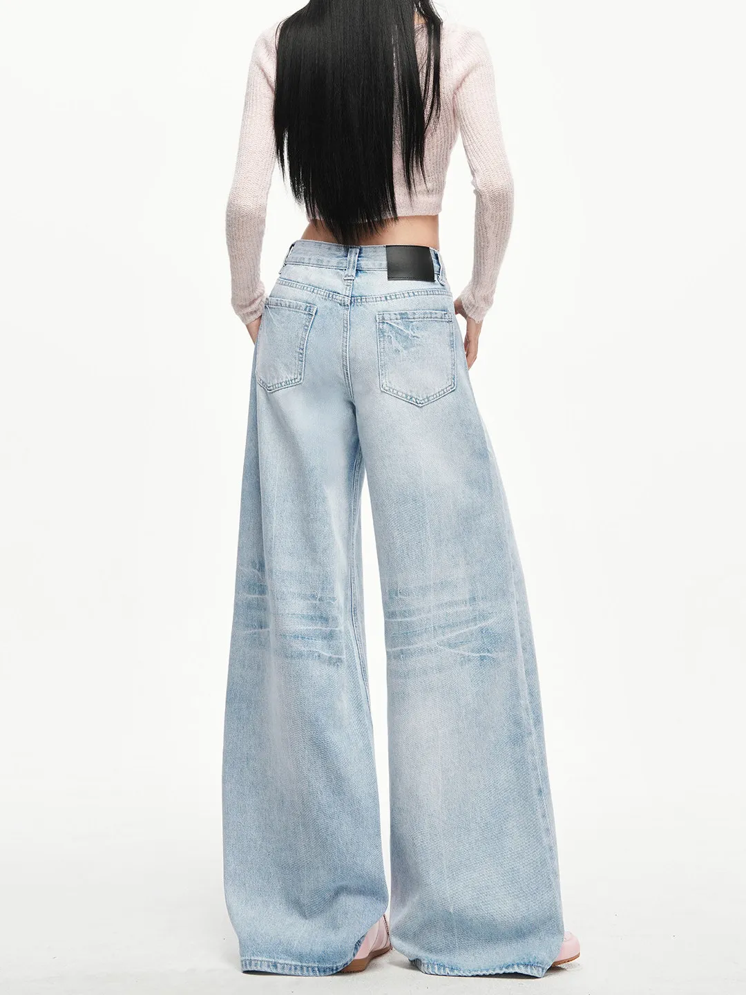 

Spring Autumn High Waist Wide Leg Denim Jeans Women's Loose Slimming Versatile Drapey Straight Long Pants Casual Style