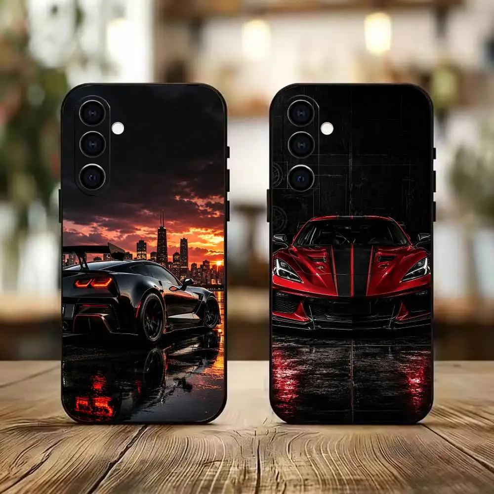 Fashion Car Cool C-CorvetteS C7C8 Phone Case For Samsung A73 20,21s,22,31,32,52,53,72 Soft Black Shell