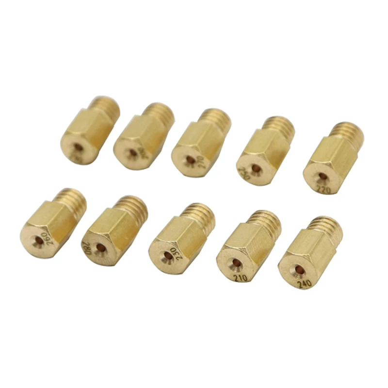 10Pcs Metal Copper Carburetor Main Injector Nozzle for MIKUNI VM/TM/TMX Carbs Main Jet #220 #230 #240 #250 #260 #270 #280 #290