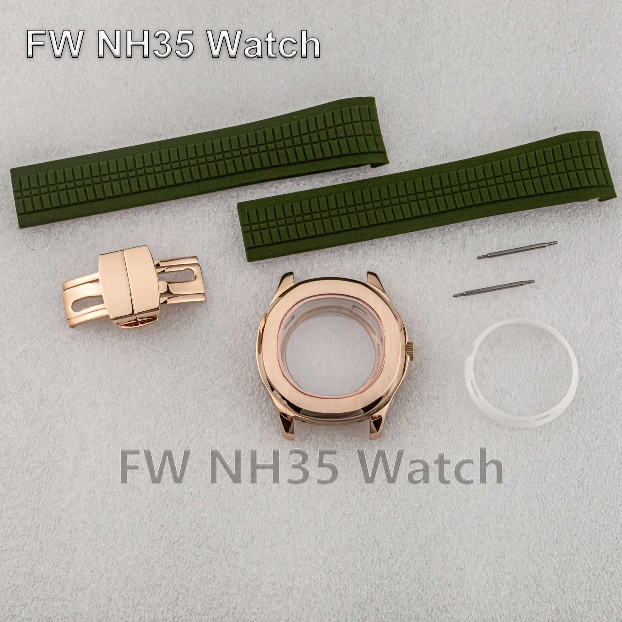 

NH35 Case 42mm Watch Case Rubber Strap for AQUANAUT Nautilus Watches Sapphire Glass Water Resistant Case fit NH34/35/36 Movement