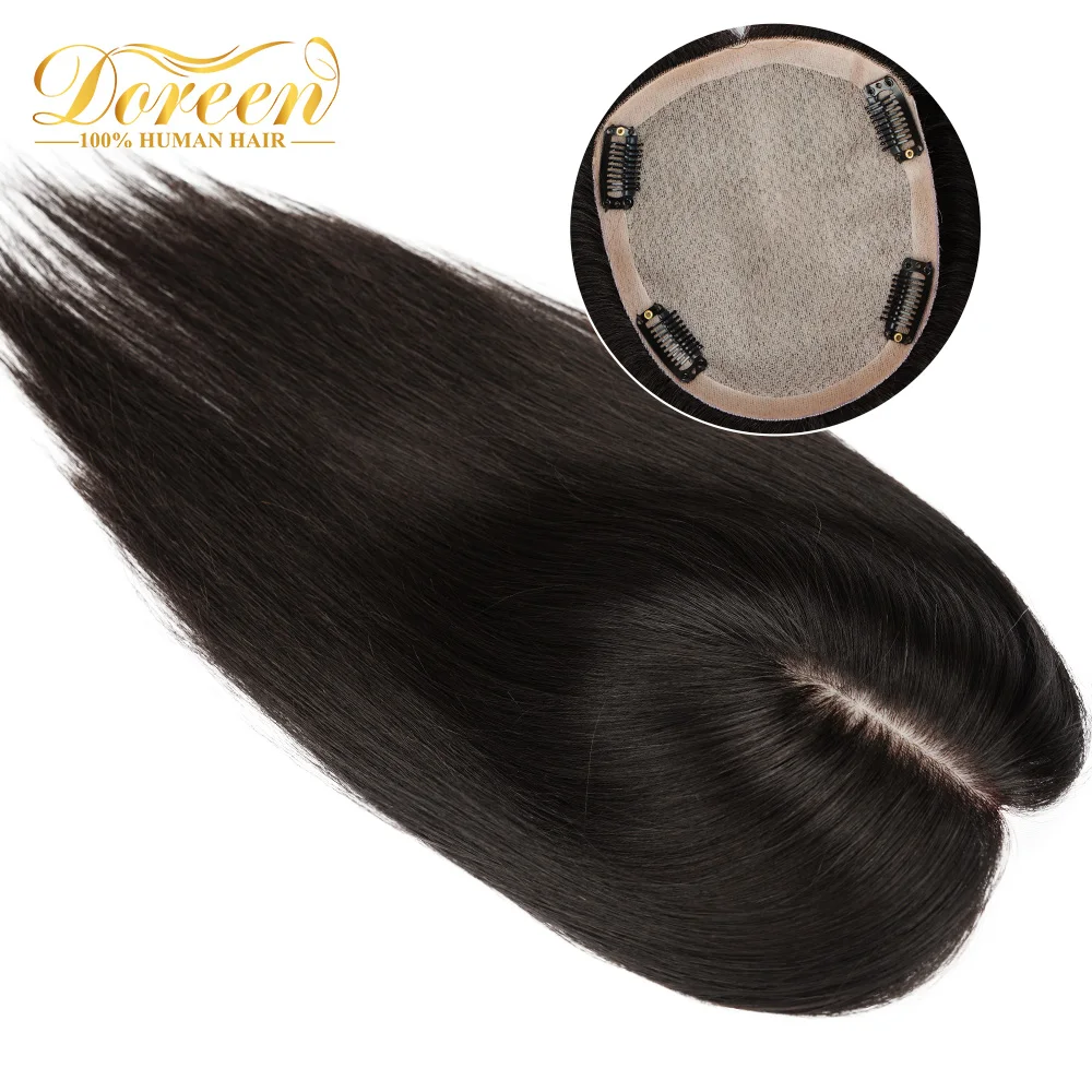 Doreen 13*15 سنتيمتر فروة الرأس توبر شعر مستعار ريمي الشعر البشري للنساء مع بولي PU الدانتيل الجلد الطبيعي الحرير قاعدة توبر كليب في الشعر اليدوية #3