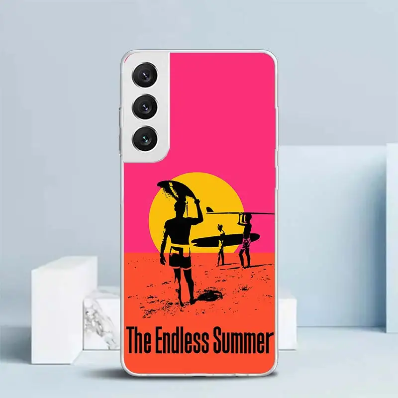 Surfboard Surfing Art Surf Girl Summer Soft Cover for Samsung Galaxy S23 S22 S21 Ultra S20 FE S10 Plus Print Phone Case S10E S9