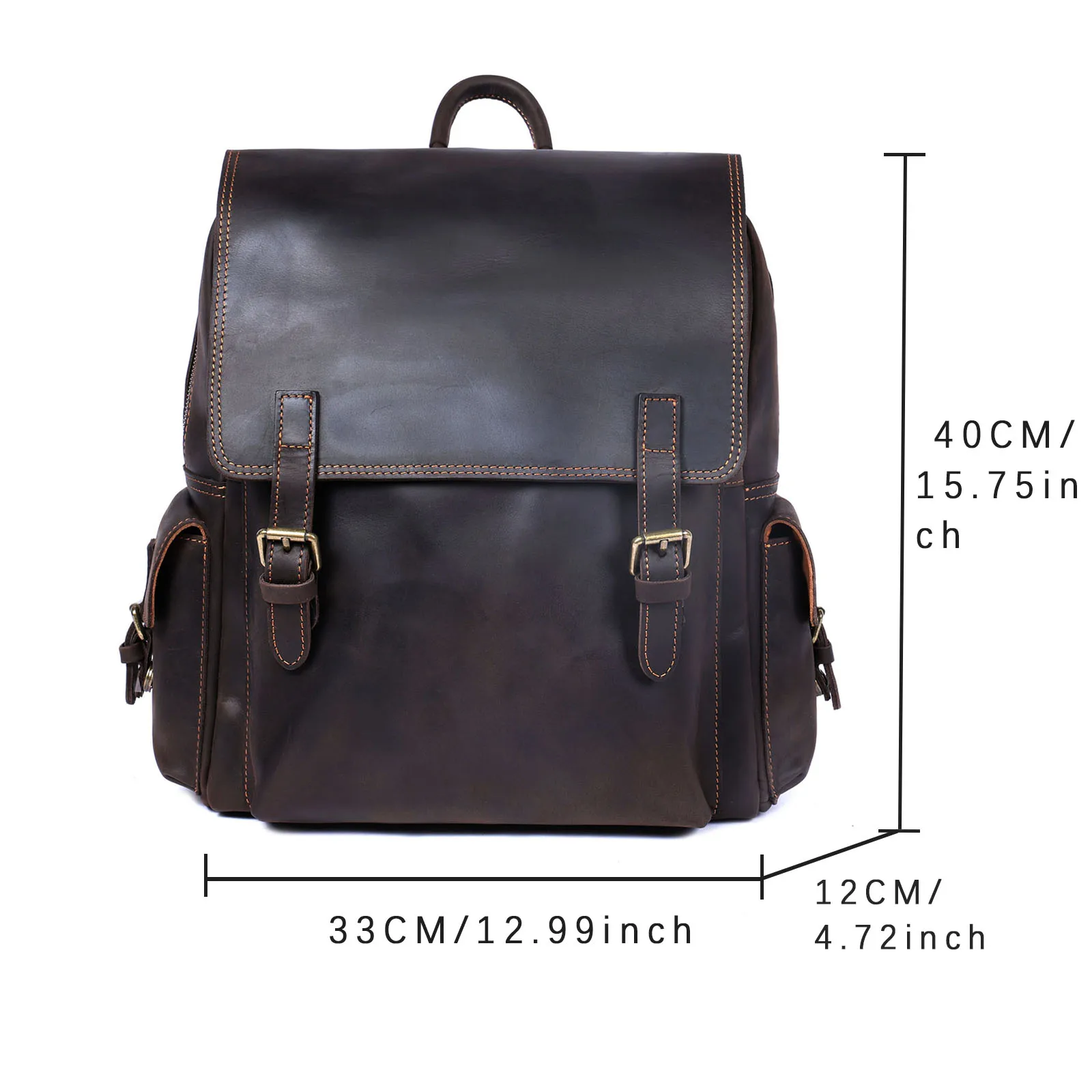 S.WORKER Vintage Echtleder-Rucksack 15" Laptop-Tasche Lässige Crazy-Horse-Leder-Schultasche Outdoor-Reise-Weekender-Tasche – Detail 3