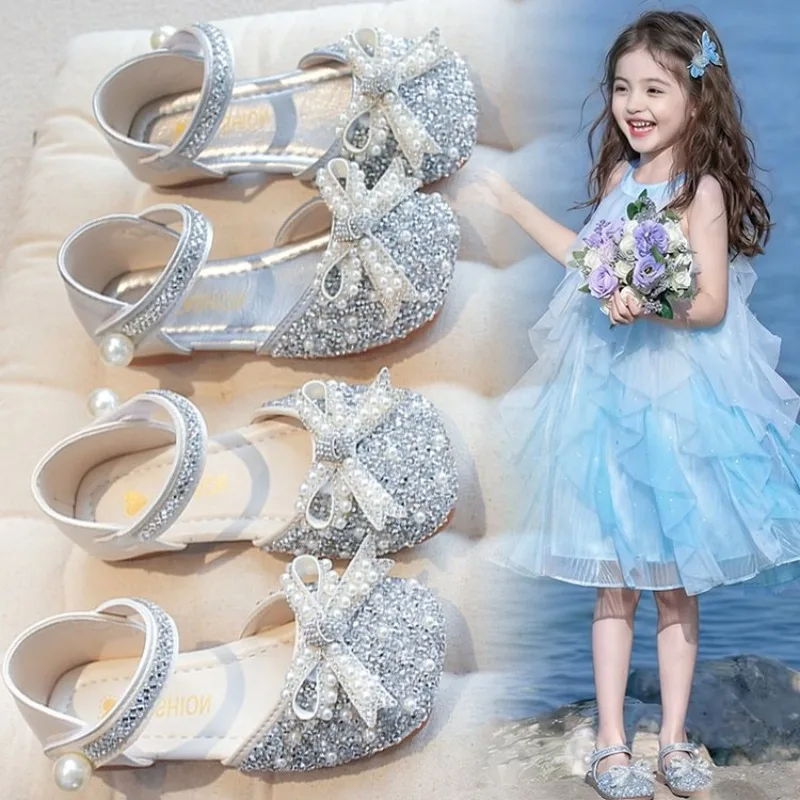 Summer Kids Open-Toe Princess Casual Sandals children One-Strap Buckle Sandals Girl Soft Velcro Beach Shoe Everyday Casual Shoe