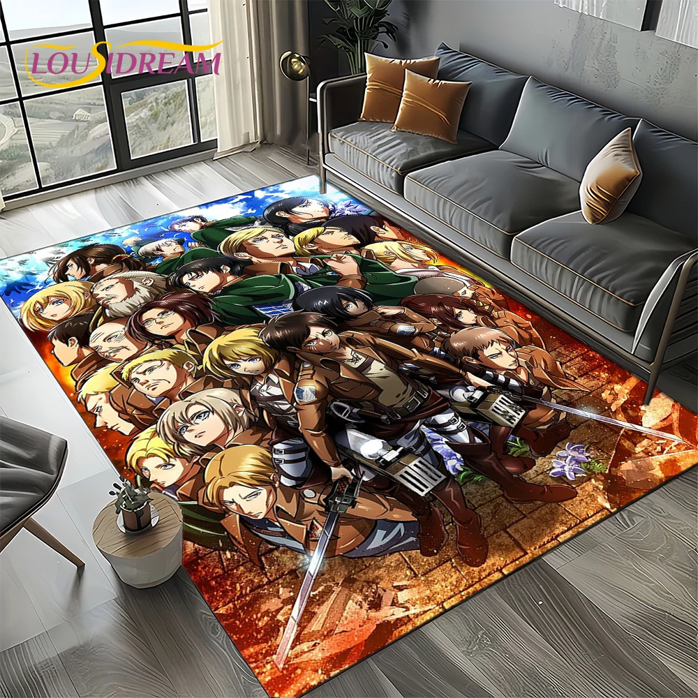 2025 Attack on Titan Eren Anime Cartoon Carpet Rug for Bedroom Living Room Home Sofa Decoration,kids Play Decor Floor Mat Gift