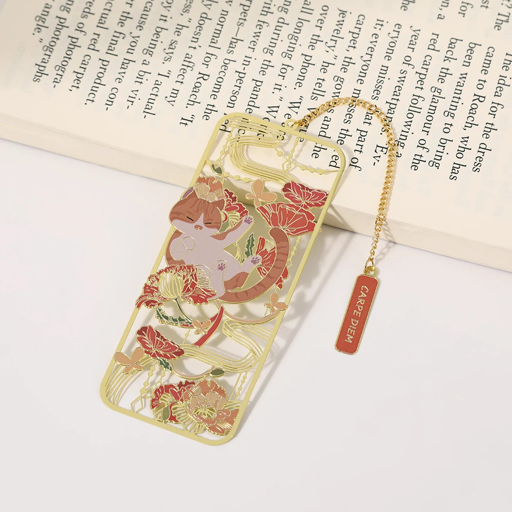 1PC Lovely Cat Bookmark Metal Bookmark Brass Metal Classical Cute Style Student Gift Cultural and Creative Hollow Bookmark