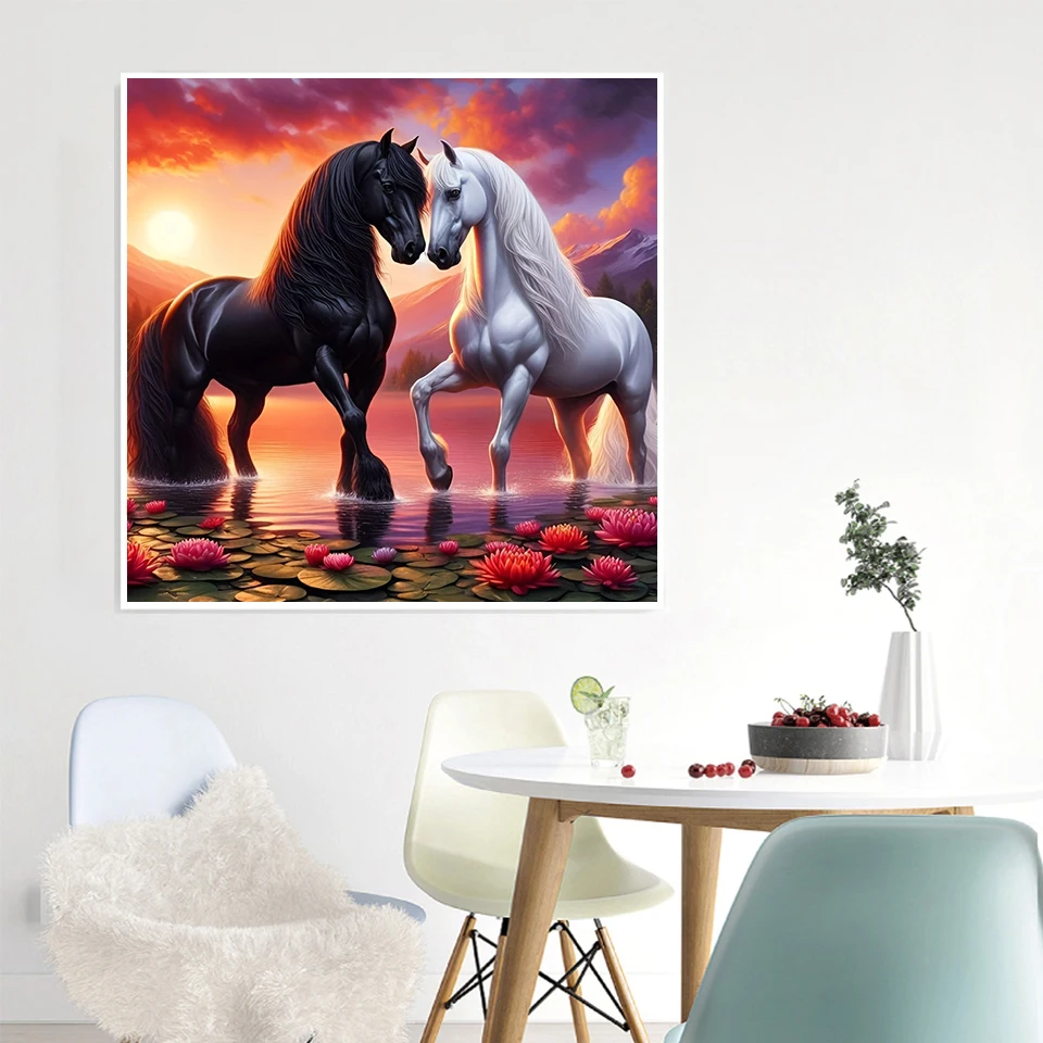 AZQSD Diamond Painting Full Drill Horse Animal Rhinestones Pictures 5d Diy Embroidery Sunset Mosaic Gift Cross Stitch Kits