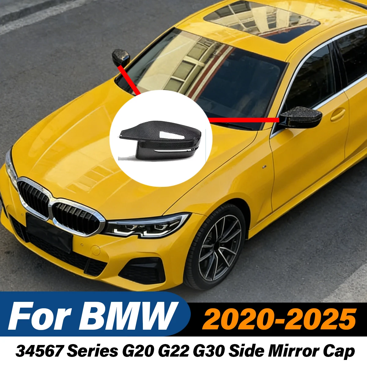 

For BMW 34567 Series G20 G22 G30 2020 2021 2022 2023 2024 2025 Car Side Mirror Cap Rearview Protect Cover Body Modification Kit