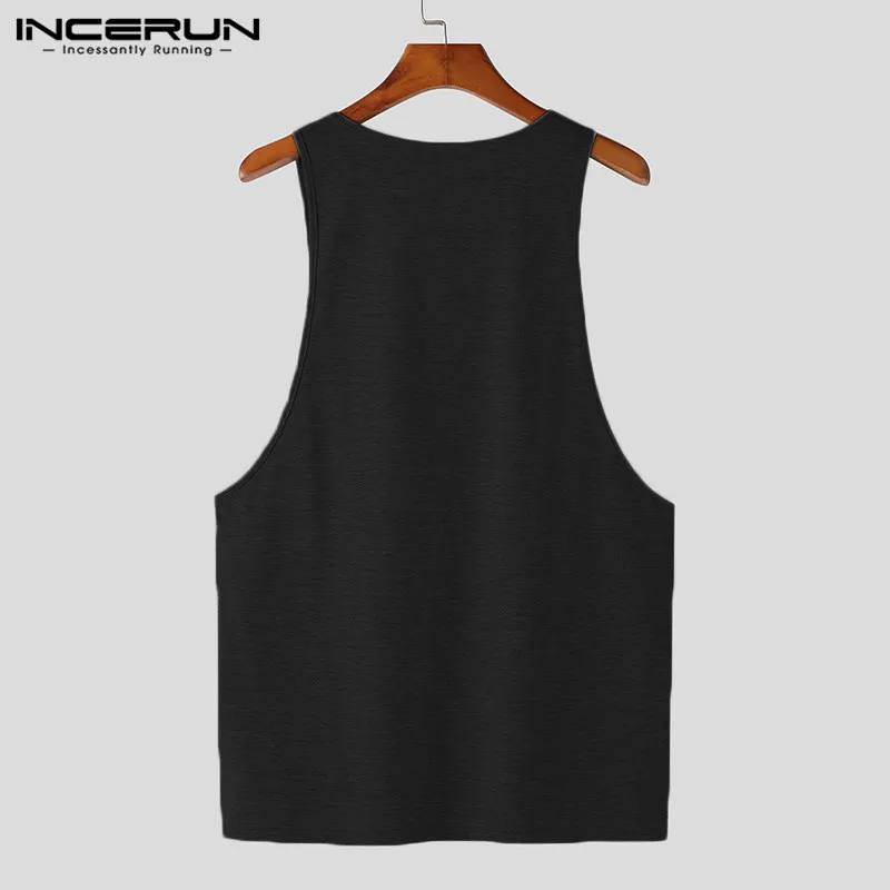 Fashionable Solid Tops INCERUN New Men Large U-neck Waistcoat Male Loose Comfotable All-match Simple Sports Tank Tops S-5XL 2023