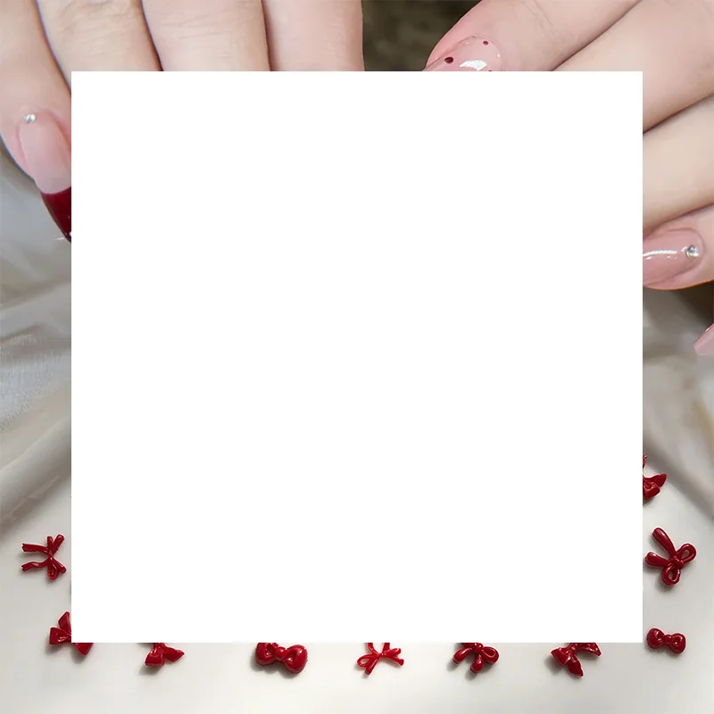 100 SZT. Ozdoby do paznokci 3D, czerwone kokardki, akcesoria, żywica do dekoracji paznokci, materiały do manicure, narzędzia.