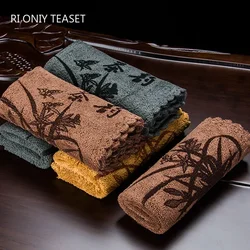 Chinese Flower Pattern Thickened Tea Towel Absorbent Water Rag Tea Napkins Cloth Table Teapot Coaster Tea Set Accessories