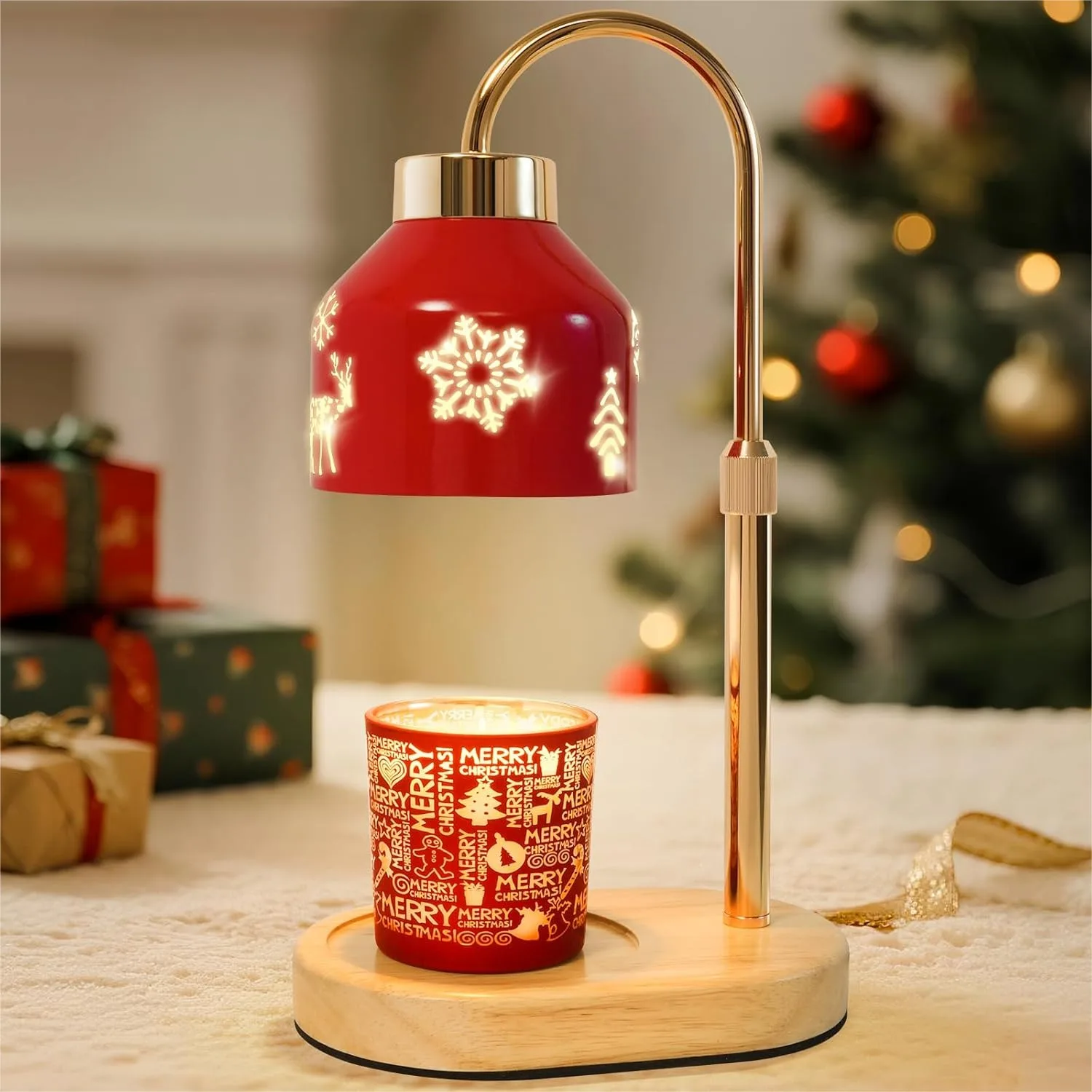 Christmas Candle Warmer Lamp With Timer Adjustable Height Dimmable Electric Warming Light For Jar Candles Flameless Wax Melter Home Decor Gift For Women
