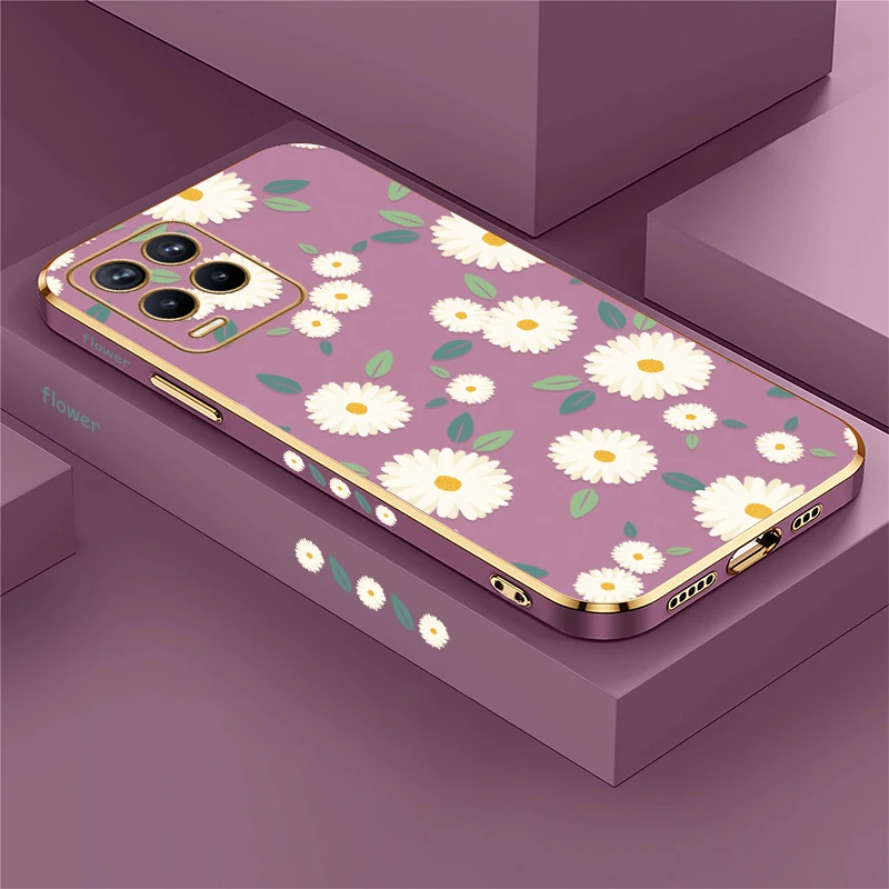 زهرة اللوحة جراب هاتف ل ممن لهم Realme 8 برو 7 5 جرام 5 ثانية 8i 7i 6i 6 برو 5 5i للصدمات عدسة حماية سيليكون غطاء بولي يوريثان #1