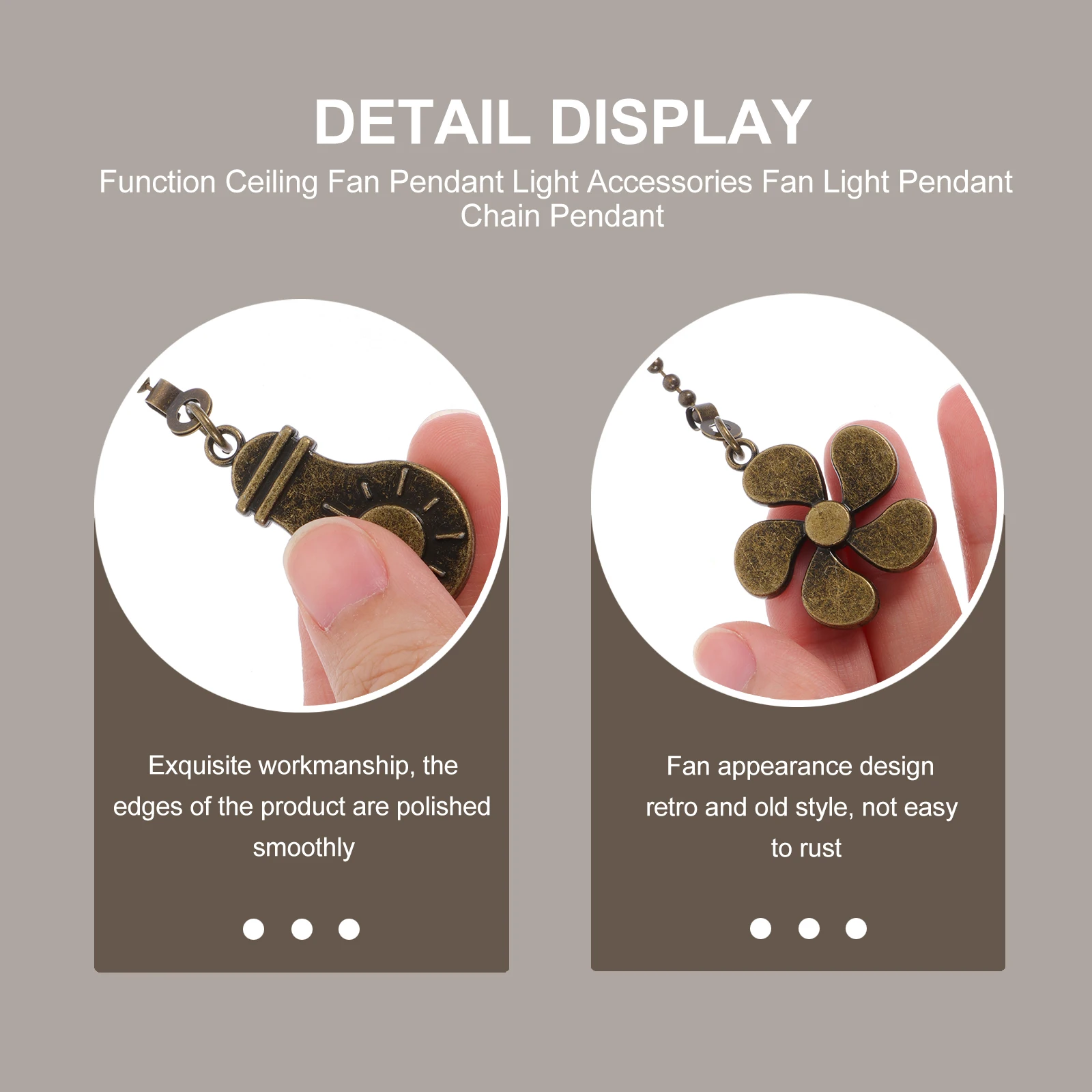 

2pcs Pendant Pull Chain Decorative Zinc Alloy Beaded Extension Ceiling Fans Lights Hardware Accessories